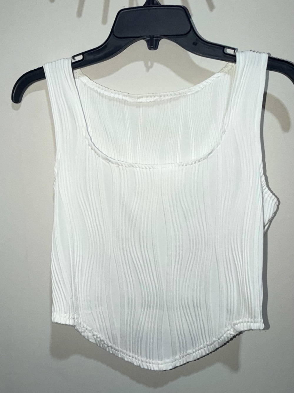 White Ribbed Scoop Neck Tank Top - Classic Women's Top